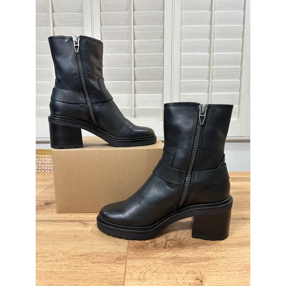 Dolce Vita Women's Camros Boots Black Leather Size 7 NWOB Strap Round Toe - Picture 8 of 12